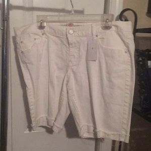 All White Denim Shorts